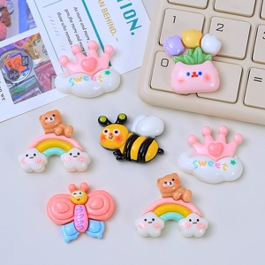 Ciondoli in Resina Cartoon DIY Nuvola Dolce Ape Farfalla Orso Arcobaleno Luna Fiore Cabochon Flatback per Custodia Cellulare