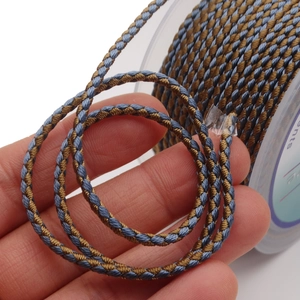 2.8mm blue and gold dragon pattern braided cord with spiral texture for DIY jewelry