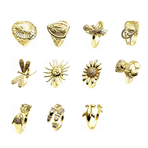 Anillo Ajustable de Cobre Chapado en Oro con Circonia Incrustada Vintage Religioso Virgen María Leopardo Oso Corazón Anillo Animal para Mujer