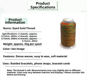 Dettaglio macro del cordino cerato sfumato multicolore con polvere d'oro per gioielli fai da te