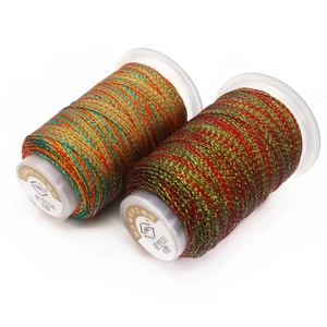 Macro detail of 6-ply multi-color waxed thread spools for DIY jewelry and bracelets