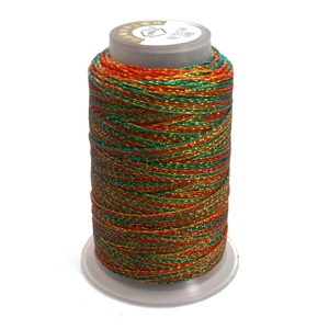 6-strand gradient wax thread roll in red, green, and gold colors for DIY jewelry weaving