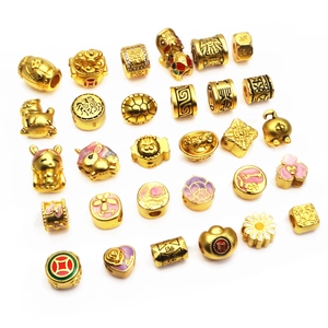 Golden zodiac and enamel flower spacer beads for DIY jewelry making in Chinese style