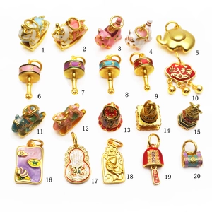 Collection of 20 Chinese gold-plated enamel lucky charms for DIY jewelry making