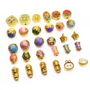 Gold-plated enamel beads and butterfly pendants for Chinese style jewelry making