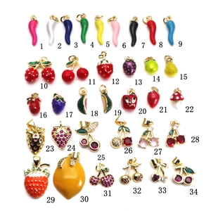 34-piece colorful enamel fruit and vegetable charms collection for DIY jewelry making