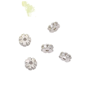 Silver spacers with micro-pave zircons for DIY jewelry making and bracelet assembly
