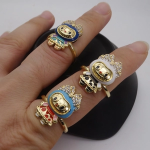 Ρυθμιζόμενα δαχτυλίδια 14k χρυσού με ένθετο ζιργκόν και σμάλτο σε διάφορα χρώματα