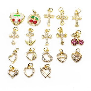 Kupfer Zirkonia Herz Kirsche Kreuz Anker Anhänger Nur Für DIY Halskette Armband Herstellung Mode Schmuck Zubehör Für Damen