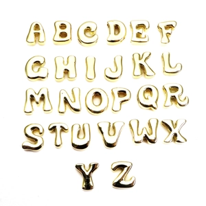3D Puffy English Alphabet Pendant Charm 14K Gold Plated Brass Letter Beads For DIY Necklace Bracelet Making Minimalist Jewelry Accessories