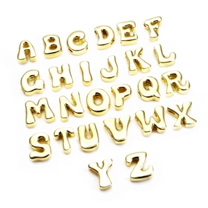 Set of 26 14K gold plated alphabet beads for DIY jewelry bracelets and necklaces