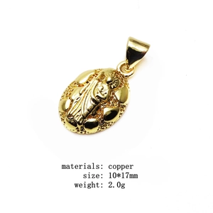 Detail van vergulde koperen St. Judas Thaddeus ovale heilige hanger 10x17mm