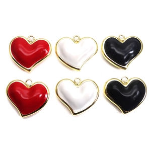 Minimalist Copper Enamel Heart Shaped Pendant Colorful Drip Oil Heart Charm For DIY Necklace Bracelet Making Women Fashion Jewelry Accessory