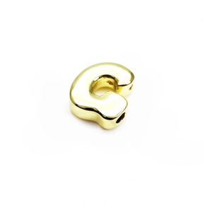 Polished 14K gold puffy letter G charm with side hole for DIY jewelry making