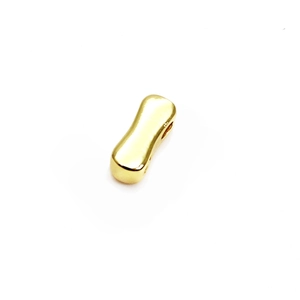 Detailed view of mirror-polished 14K gold plated capsule beads with side hole for DIY jewelry