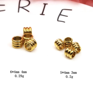 Perline distanziatrici in ottone dorato 6mm con tre scanalature per gioielli
