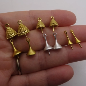 DIY jewelry teardrop pendants and bead caps in vintage gold and silver finishes