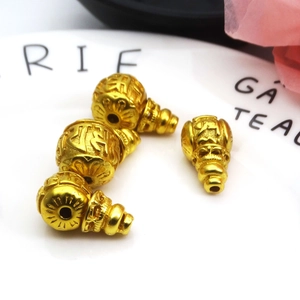 Perle Guru buddiste in ottone dorato con mantra inciso per la creazione di gioielli fai-da-te