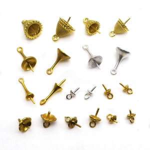 Vintage Brass Pendant Caps Peg Bails For DIY Necklace Earring Making Gold Silver Plated Jewelry Finding Accessories