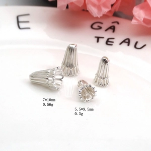 Silver trumpet flower bead caps in two sizes for DIY necklace and earring making
