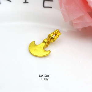 Macro shot of 12x19mm gold-plated copper axe pendant for DIY jewelry making