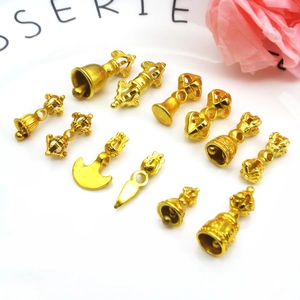 Tibetan Buddhist gold-plated metal charms including Vajra and Bell for DIY jewelry