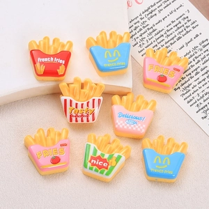 DIY colorful cartoon resin French fries charms with striped boxes for jewelry making