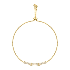 Elegant gold adjustable box chain bracelet with sparkling zirconia-encrusted bamboo segments