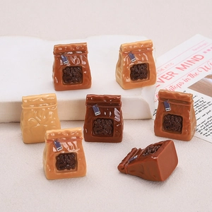 Set of 7 miniature 3D resin coffee bag charms for DIY jewelry and dollhouse decor