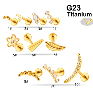Collectie G23 titanium threadless labret studs met diverse geometrische vormen
