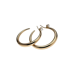 Eleganti orecchini a cerchio rotondi placcati in oro 18 carati con zirconi lucidi.