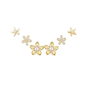 Elegant 6-piece gold-plated starfish flower stud earring set with zircons