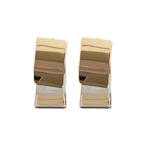 Elegante 18k vergulde tweekleurige vierkante oorknopjes voor dames