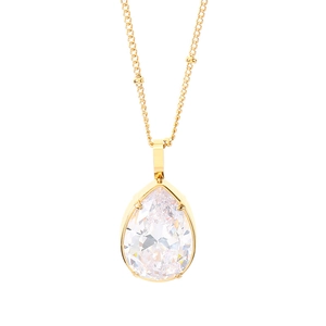 Elegante collana stile francese in acciaio inossidabile con ciondolo a goccia in cristallo