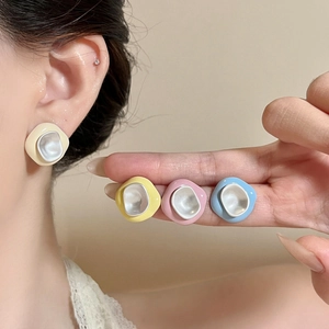 Summer Dopamine Style Irregular Drip Oil Stud Earrings Alloy Silver Earring Post Minimalist Sweet Design Jewelry For Women