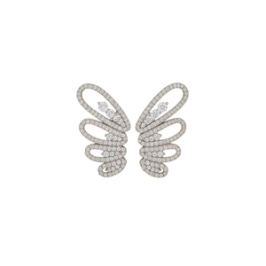 Elegante Schmetterlingsflügel Ohrklemmen mit funkelnden Zirkonia Steinen im Korea-Stil