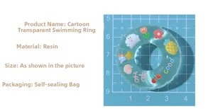 Close-up of translucent green resin cartoon swim ring DIY accessory with fruit patterns