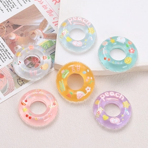 Colorful resin mini swimming ring cabochons for DIY crafts and phone case decor