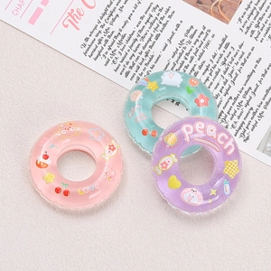 Cute set of 3 mini resin swimming rings with cartoon patterns for DIY jewelry making