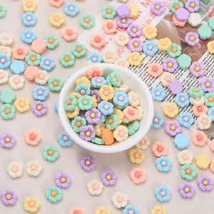 Mini macaron resin daisy flower charms for DIY crafts and hair accessories