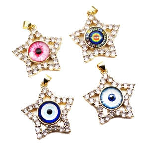 Pendentifs étoile œil du démon dorés avec zircons pour la création de colliers DIY