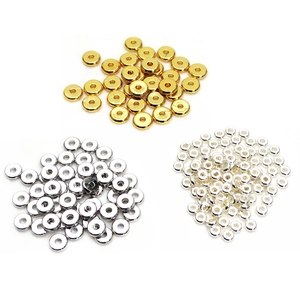 Cuentas espaciadoras planas de latón en oro y plata para creación de joyería DIY