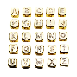 Luxury Copper Micro Pave Zirconia Alphabet Cube Beads For Jewelry Making DIY Bracelet Necklace Pendant Spacer Charm