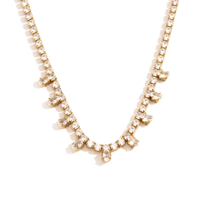 Elegante collana tennis in acciaio titanio dorato con pendenti in zirconia cubica lucenti