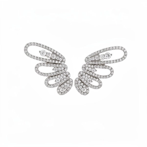 Exquisite silver-tone butterfly wing ear cuffs set with sparkling cubic zirconia