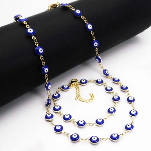 Böser Blick Schmuck Halskette Und Armband Gold Vergoldetes Kupfer Emaille Perlen Türkischer Nazar Schutz Für Damen Herren