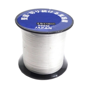 Macro detail of 0.148mm white non-elastic jewelry wire on black 300M spool spool