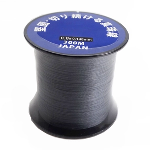Detail of grey 0.8mm pearl threading wire with Japan tech 300m spool and labeling