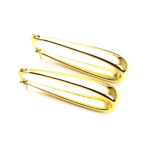 Polished 18K gold-plated U-shaped drop earrings with a sleek minimalist mirror finish