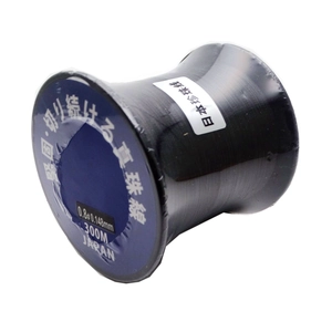 Macro shot of 0.8 gauge black nylon pearl thread for jewelry making, 300 meters spool